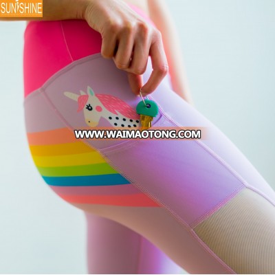 Special Design Thai Woman Supplex Fitness Tight Sublimation Unicorn Rainbow Printing Cute Summer Gym Wear Yoga Pants