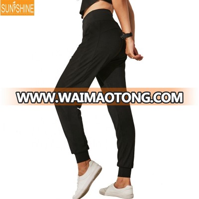 Wholesale Ladies Loose Casual Pants Breathable Ribbed Fabric High Waist Comfortable Yoga Pants for Fitness