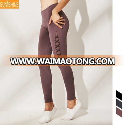 Wholesale High Elastic Sweat Fitness Gym Activewear Quickdry Leggings Hollow Out Design Tight Stretchy Customizable Yoga Pants